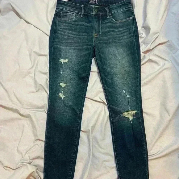 Abercrombie & Finch Womens 2S/26 Harper Ankle Jeans|Dark Wash|Cut Off|Distressed - Picture 4 of 10